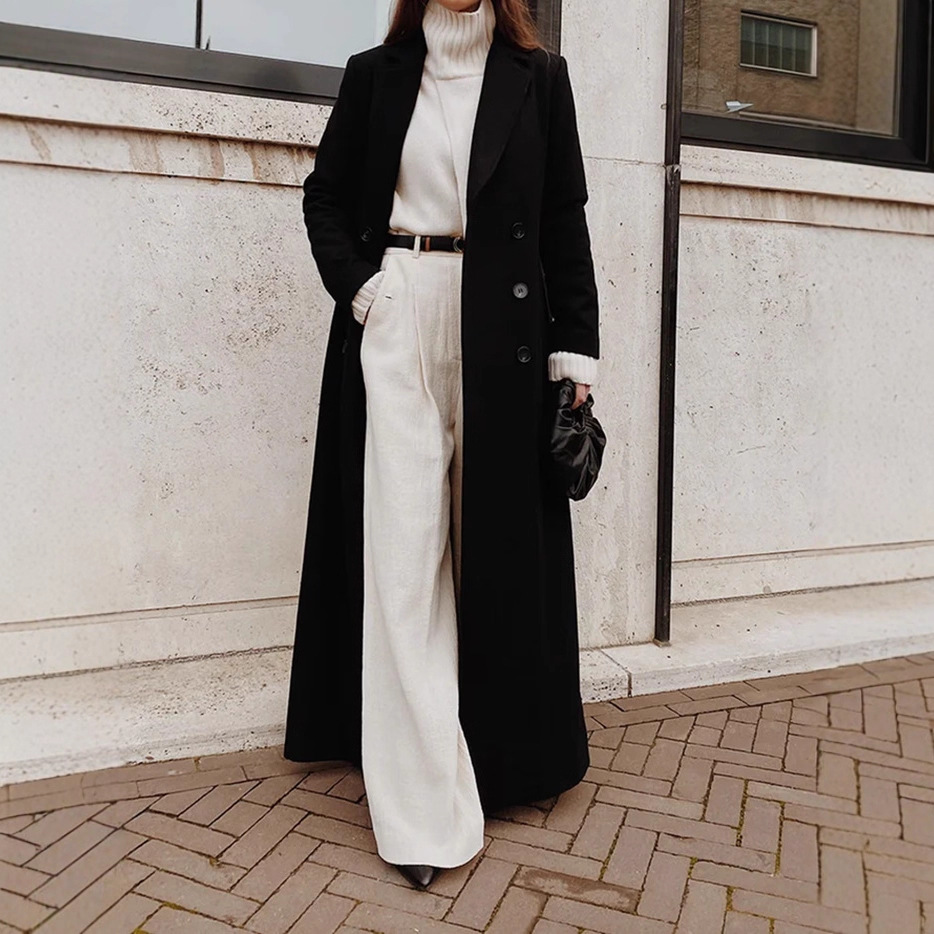 Wool Coat Peacoat - New Womens Double Breasted Long Wool